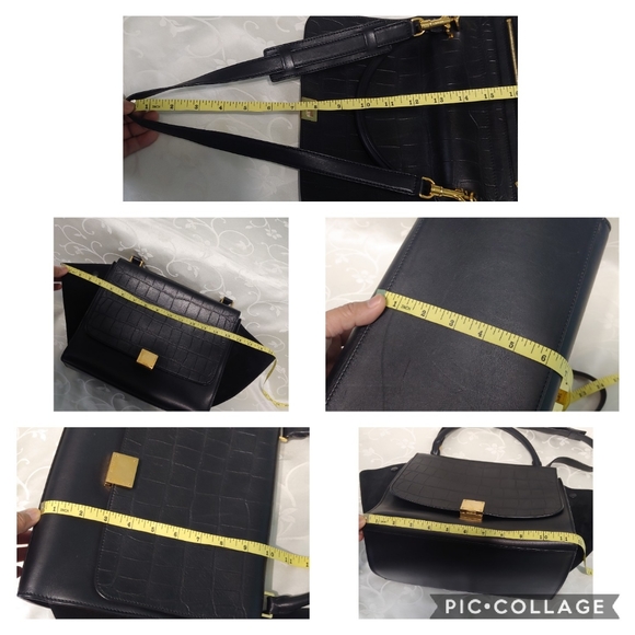 Celine Croc Embossed Medium Trapeze - Picture 15 of 16